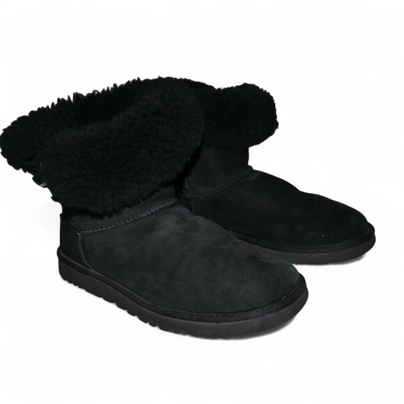 Ugg Jackee Sheepskin Swarovski Crystal Short Boots Women’s Size 9 Black Bow EUC - Picture 7 of 14